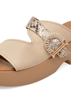 Papuci GOLD DEER bej, 22085, din piele naturala imagine