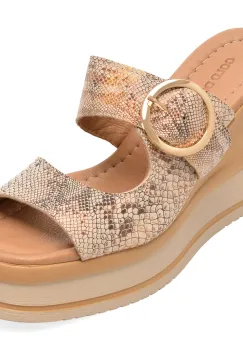 Papuci GOLD DEER bej, 22088, din piele naturala imagine