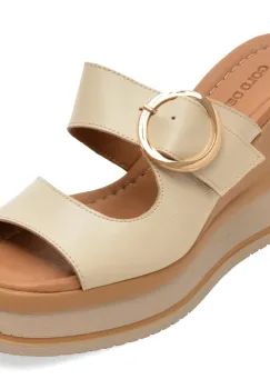 Papuci GOLD DEER bej, 22088, din piele naturala imagine