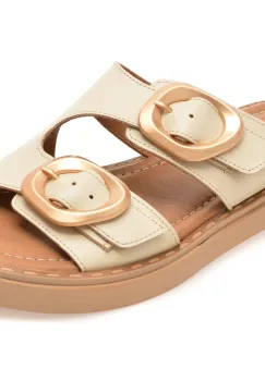 Papuci GOLD DEER bej, 22104, din piele naturala imagine