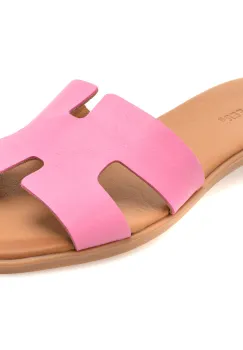 Papuci GOLD DEER fucsia, 13175, din piele naturala imagine