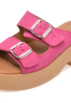 Papuci GOLD DEER fucsia, 13228, din piele intoarsa imagine
