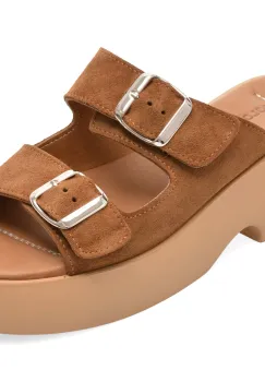 Papuci GOLD DEER maro, 13228, din piele intoarsa imagine