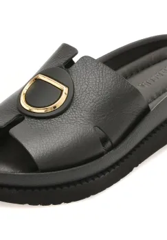 Papuci GOLD DEER negri, 157474, din piele naturala imagine