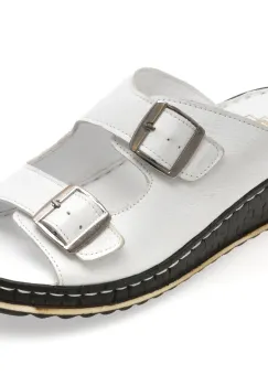 Papuci GOTSI albi, EVP105, din piele naturala imagine