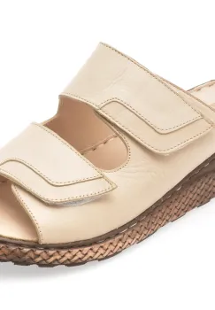 Papuci GOTSI bej, EV2874, din piele naturala imagine