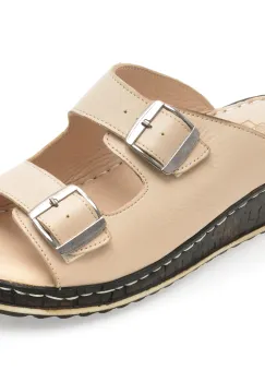 Papuci GOTSI bej, EVP105, din piele naturala imagine