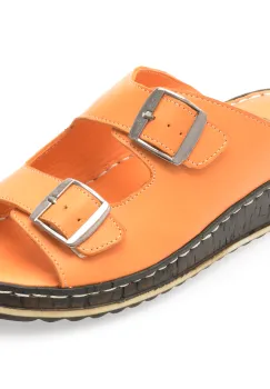 Papuci GOTSI portocalii, EVP105, din piele naturala imagine