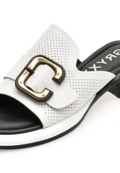 Papuci GRYXX albi, 1181197, din piele naturala imagine