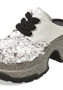 Papuci GRYXX albi, 6866, din material textil si piele naturala imagine