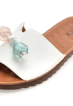 Papuci GRYXX albi, 82910, din piele naturala imagine