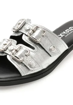 Papuci GRYXX argintii, 727091, din piele naturala imagine