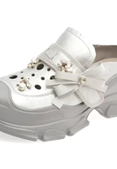 Papuci GRYXX argintii, AQ2218, din piele naturala imagine