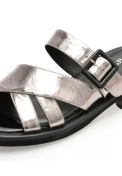 Papuci GRYXX argintii, H757, din piele naturala imagine