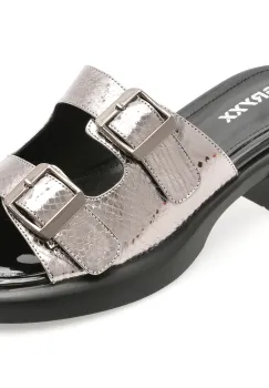 Papuci GRYXX argintii, H82, din piele naturala lacuita imagine