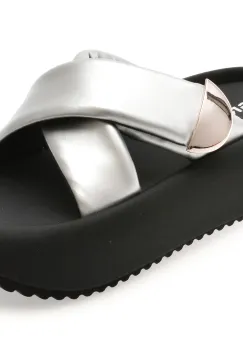 Papuci GRYXX argintii, L8211, din piele ecologica imagine