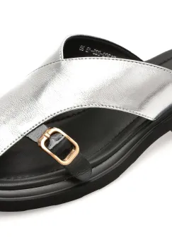 Papuci GRYXX argintii, V1302, din piele naturala imagine