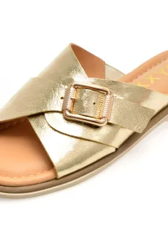 Papuci GRYXX aurii, 1181203, din piele naturala imagine