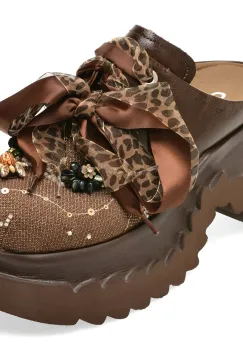 Papuci GRYXX maro, 6635, din material textil si piele naturala imagine