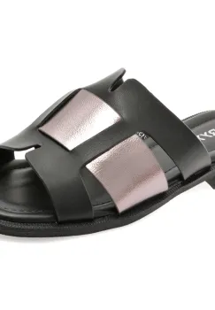 Papuci GRYXX negri, 1352G17, din piele naturala imagine