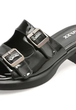 Papuci GRYXX negri, H82, din piele naturala lacuita imagine