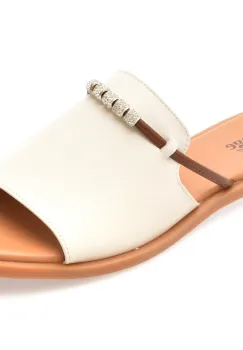 Papuci IMAGE albi, 35001, din piele naturala imagine