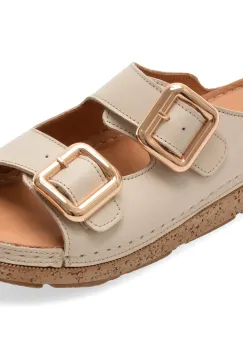 Papuci IMAGE bej, M200, din piele naturala imagine