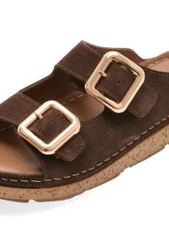 Papuci IMAGE maro, M200, din piele intoarsa imagine