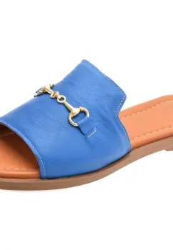 Papuci OZIYS albastri, 2024, din piele naturala imagine
