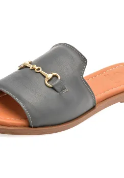 Papuci OZIYS gri, 2024, din piele naturala imagine