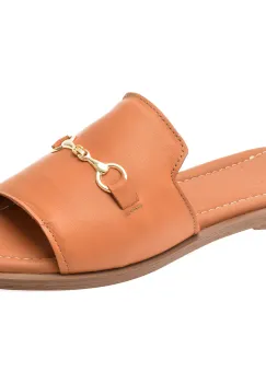 Papuci OZIYS maro, 2024, din piele naturala imagine