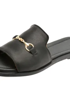 Papuci OZIYS negri, 2024, din piele naturala imagine