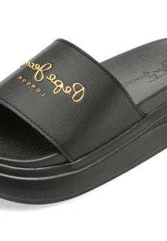 Papuci PEPE JEANS negri, LS70001, din piele ecologica imagine