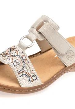 Papuci RIEKER argintii, 608K2, din piele ecologica imagine