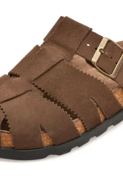 Papuci RIEKER maro, V3164, din piele naturala imagine