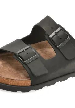 Papuci RIEKER negri, 21190, din piele naturala imagine