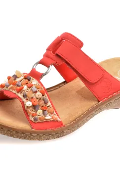 Papuci RIEKER rosii, 62815, din piele ecologica imagine