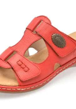 Papuci RIEKER rosii, 65958, din piele naturala imagine