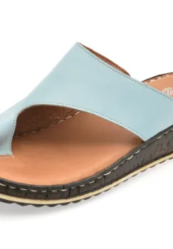 Papuci SHOOZY albastri, EV2849, din piele naturala imagine