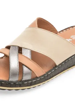 Papuci SHOOZY bej, EV2850, din piele naturala imagine