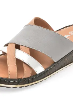 Papuci SHOOZY gri, EV2850, din piele naturala imagine