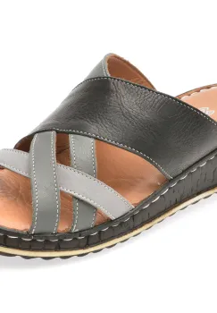 Papuci SHOOZY negri, EV2850, din piele naturala imagine