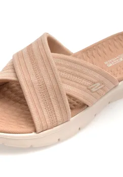 Papuci SKECHERS bej, GO WALK FLEX, din material textil imagine