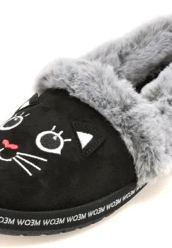 Papuci SKECHERS negri, BOBS TOO COZY, din material textil imagine