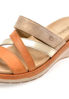 Papuci SUAVE aurii, 18008, din piele naturala imagine