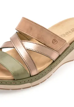 Papuci SUAVE bej, 18008, din piele naturala imagine