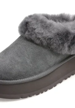 Papuci UGG gri, TAZZELLE, din piele intoarsa imagine