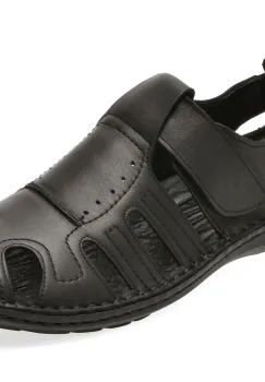 Sandale BITE THE BULLET negre, 9521, din piele naturala imagine