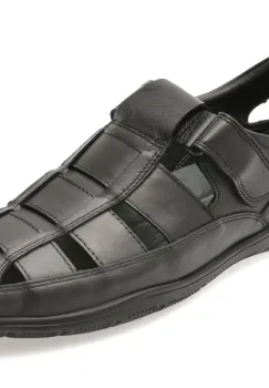 Sandale BITE THE BULLET negre, A18, din piele naturala imagine