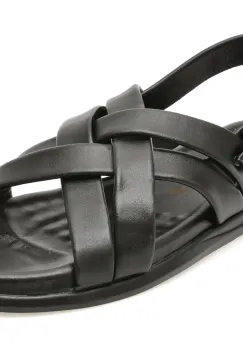 Sandale BITE THE BULLET negre, AL2402, din piele naturala imagine